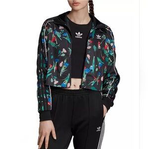 Adidas Originals Bellista Floral Cropped Track Jacket Sz M